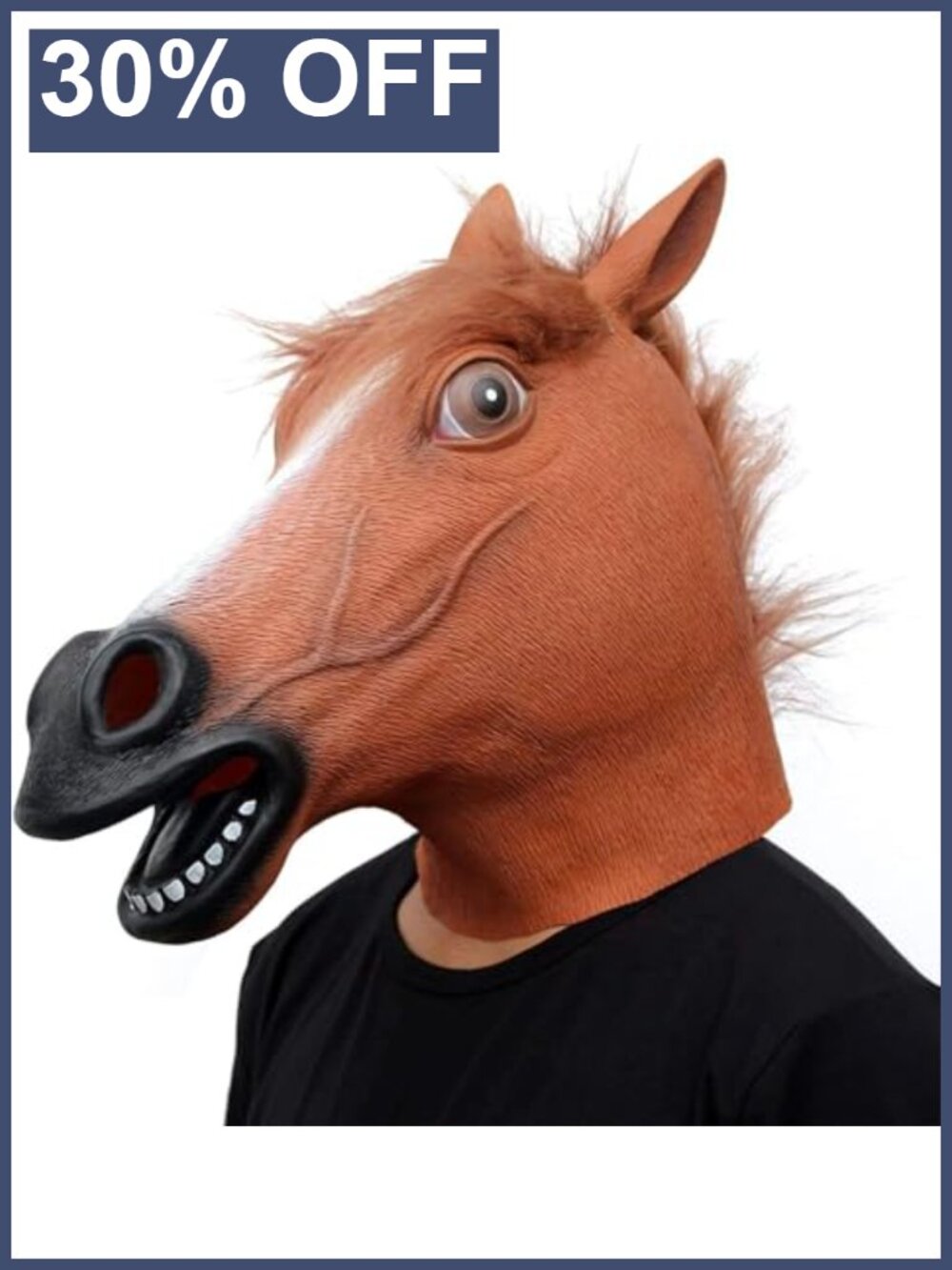 Horse Head Mask Full Head Natural Latex Costume for Halloween Party